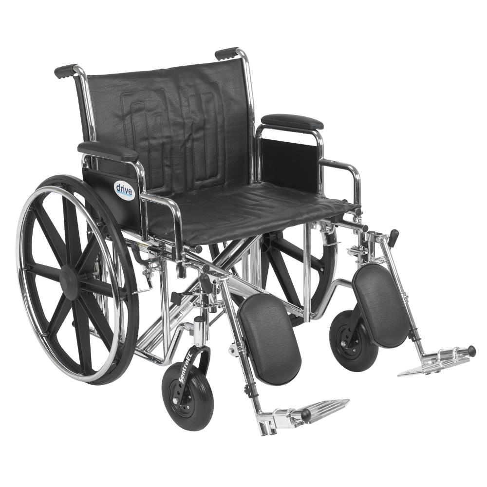 Sentra Extra Heavy Duty Wheelchair, Detachable Desk Arms, Swing Away Footrests, 20" Seat - BeHope