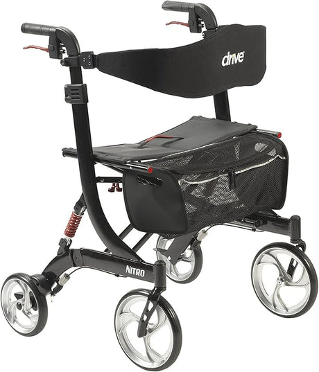 Nitro Euro Style Rollator Rolling Walker, Heavy Duty, Black - BeHope