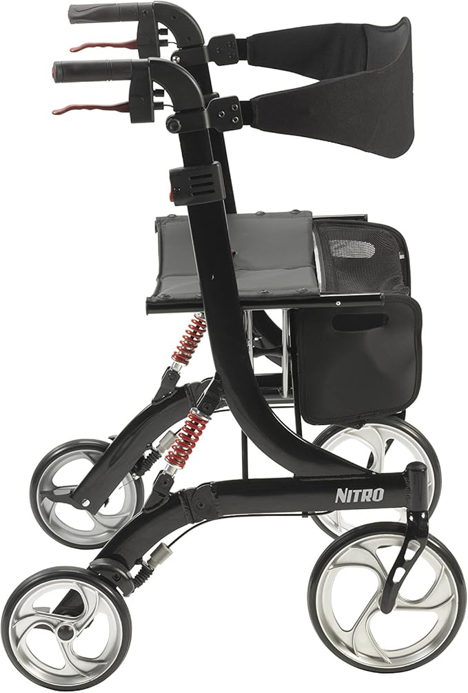 Nitro Euro Style Rollator Rolling Walker, Heavy Duty, Black - BeHope