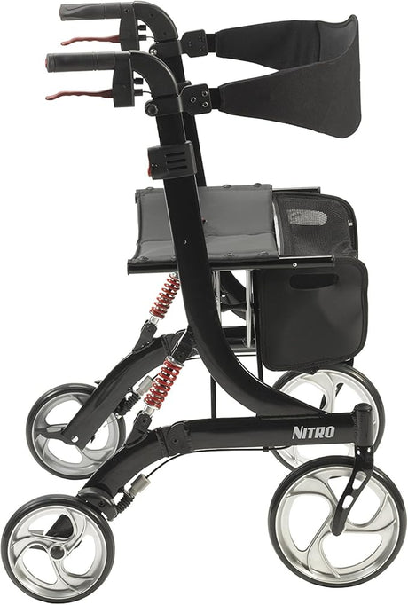 Nitro Euro Style Rollator Rolling Walker, Heavy Duty, Black - BeHope