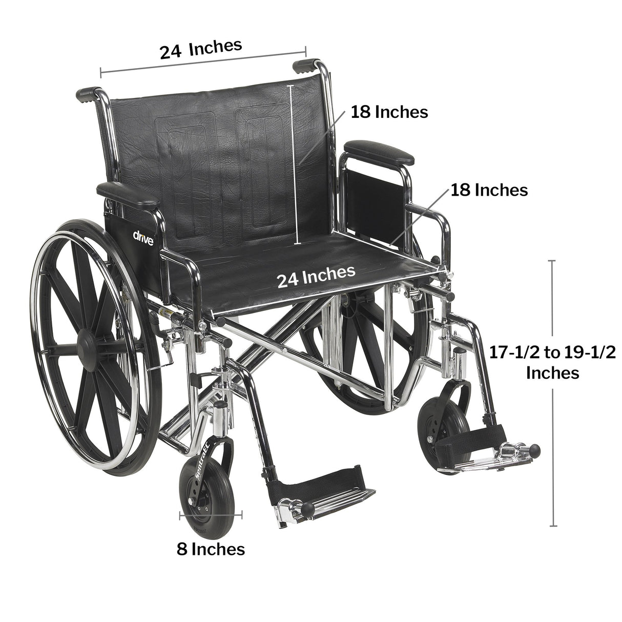 Sentra Ec Heavy Duty Wheelchair, Detachable Desk Arms, Swing Away Footrests, 24" Seat - BeHope