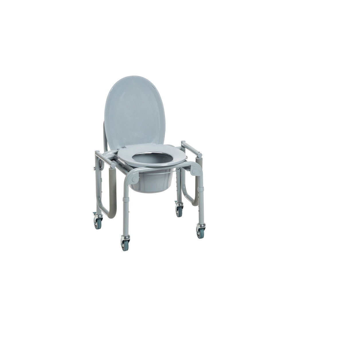 Steel Drop-Arm Commode with Wheels and Padded Armrests - BeHope