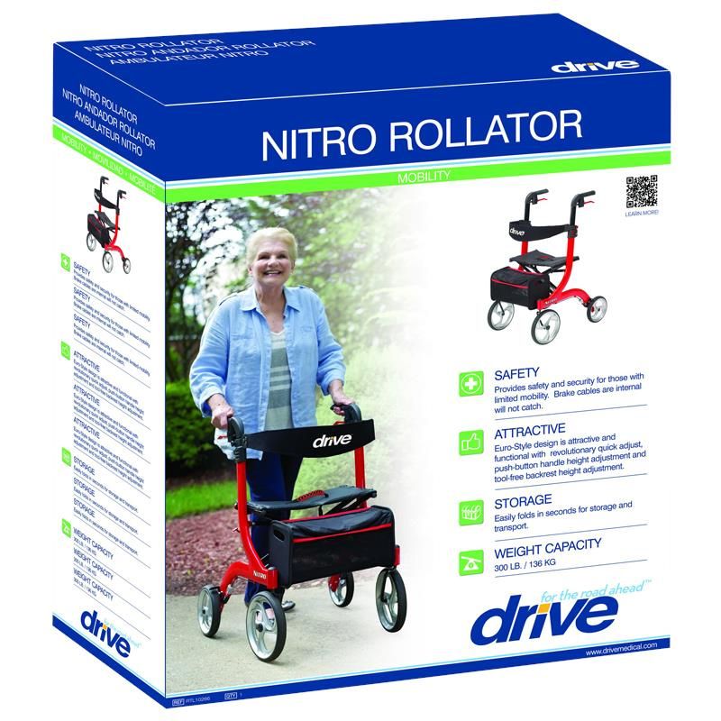Nitro Euro Style Rollator Rolling Walker, Tall - BeHope