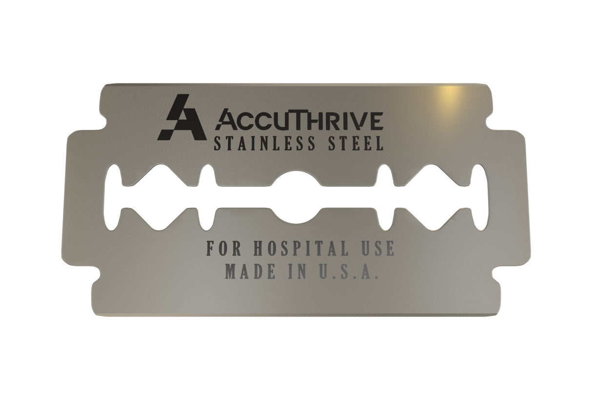 Accuthrive Double Edge Prep Blade Stainless Steel With Microcoat Box/100 Each - BeHope