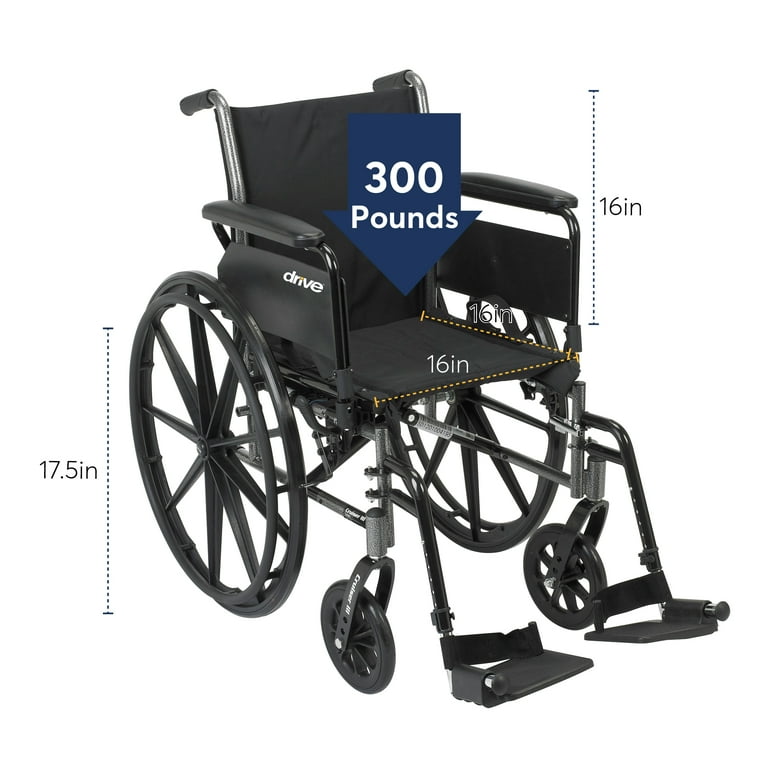 Cruiser Iii Light Weight Wheelchair With Flip Back Removable Arms, Desk Arms, Swing Away Footrests, 16" Seat - BeHope