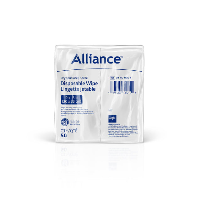 Alliance Dry Disposable Spunlace Personal Hygiene Wipes 12" X 13" 50wipes Per Package - BeHope
