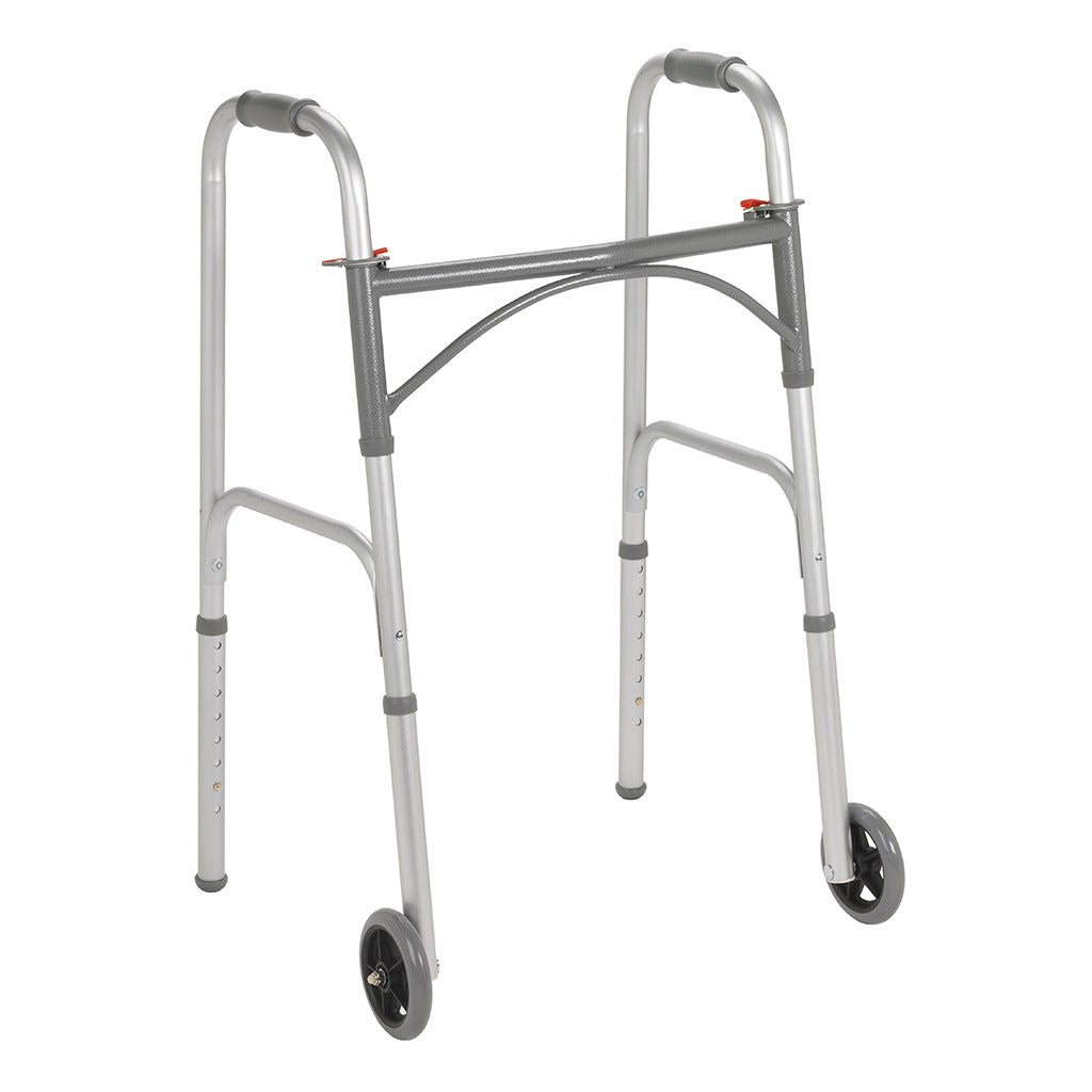 Folding Walker, Two Button with 5" Wheels - BeHope