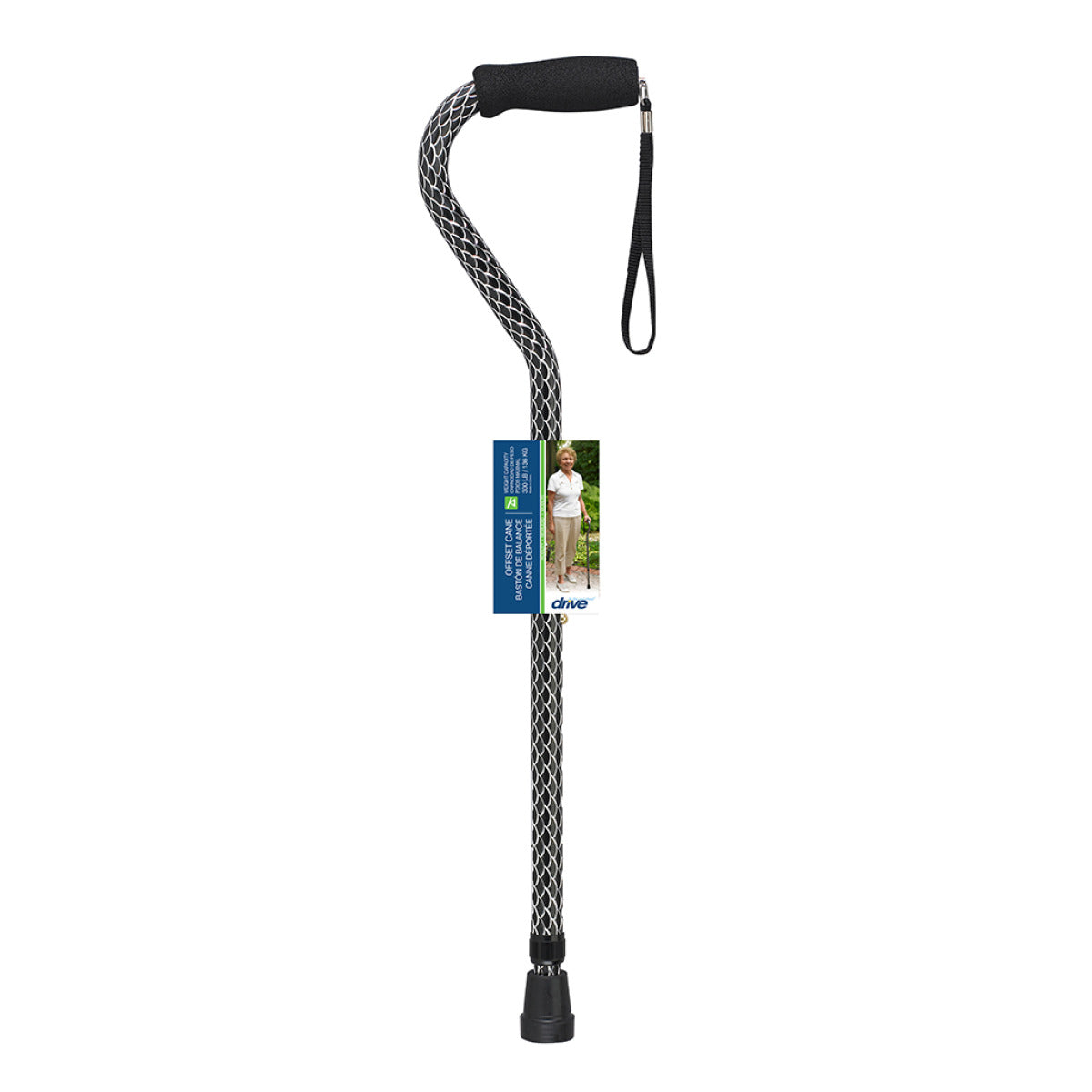 Offset Handle Cane Black Wave - BeHope