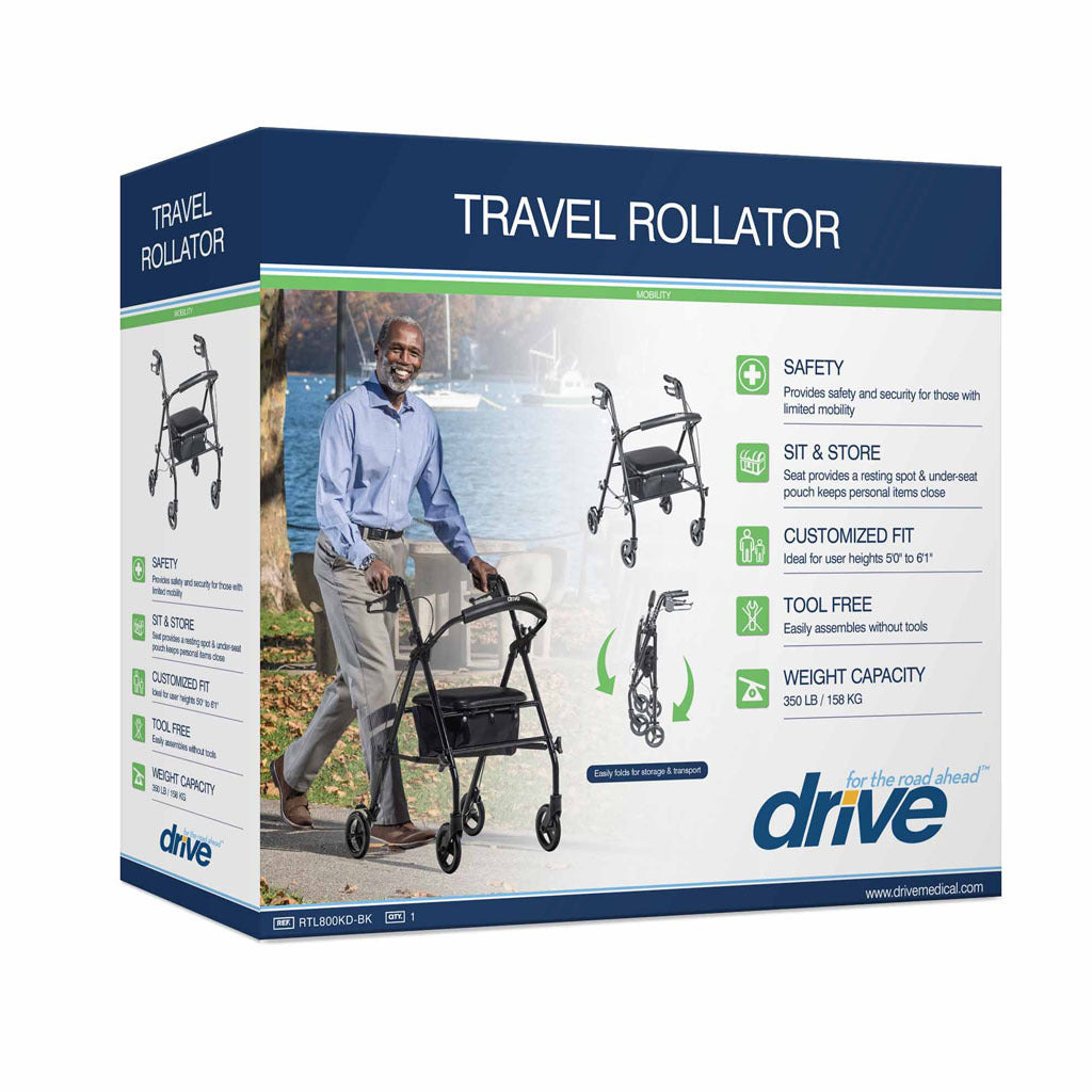 Travel Rollator, Black - BeHope