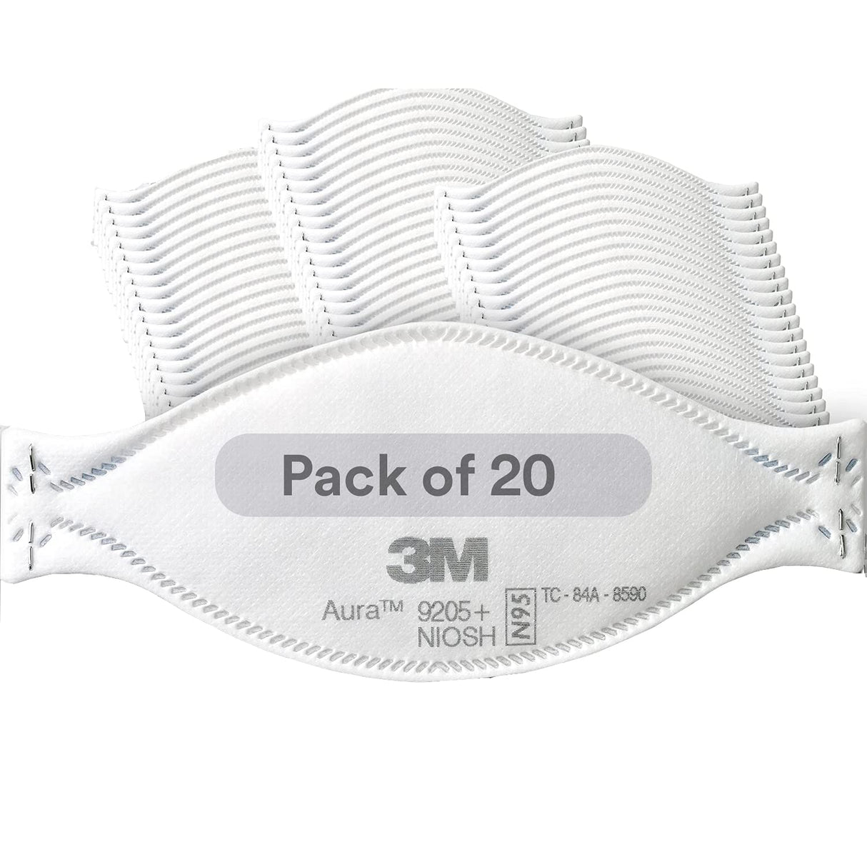 Face Mask 3m Aura N95 Respirator Flat Fold Healthcare Fluid Repellantregular Size 20 Pack Box/20 Each - BeHope