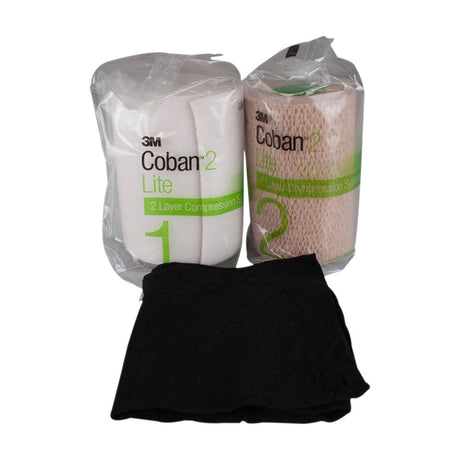 (2 Rolls) Coban 2 Layer Lite Compression System,4In  X 2.9Yds, 3In X 3.5Yds Unstretched, Latex-Free
