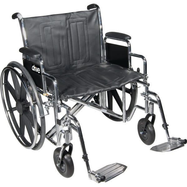Sentra Ec Heavy Duty Wheelchair, Detachable Full Arms, Elevating Leg Rests, 22" Seat - BeHope