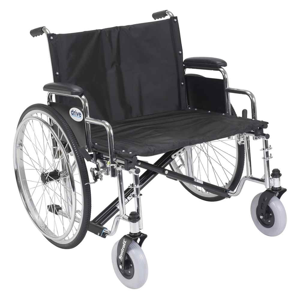 Sentra Ec Heavy Duty Extra Wide Wheelchair, Detachable Desk Arms, Swing Away Footrests, 30" Seat - BeHope
