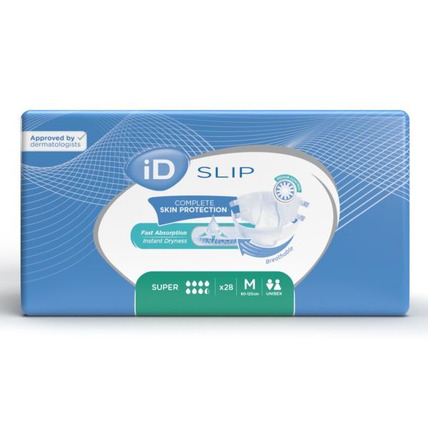 (28/pkg) Id Slip Super, Medium, (31"-49"), 3600 Ml Absorbency - BeHope