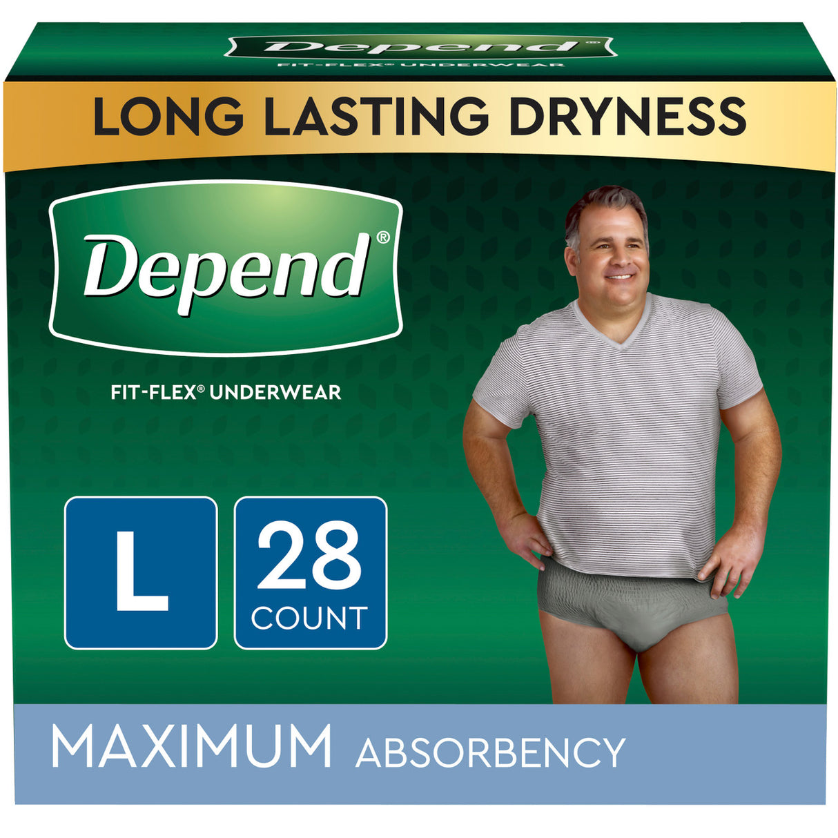 Depend Fit-flex Maximum Underwear Large Male Bulk - Package Of 28 - Behope