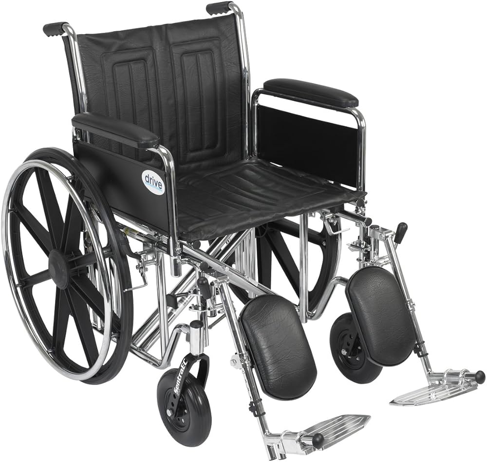 Sentra Extra Heavy Duty Wheelchair, Detachable Desk Arms, Elevating Leg Rests, 22" Seat - BeHope
