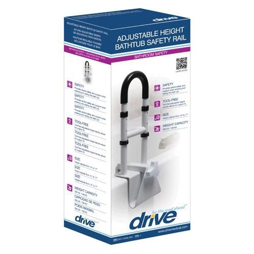 Adjustable Height Bathtub Grab Bar Safety Rail - BeHope