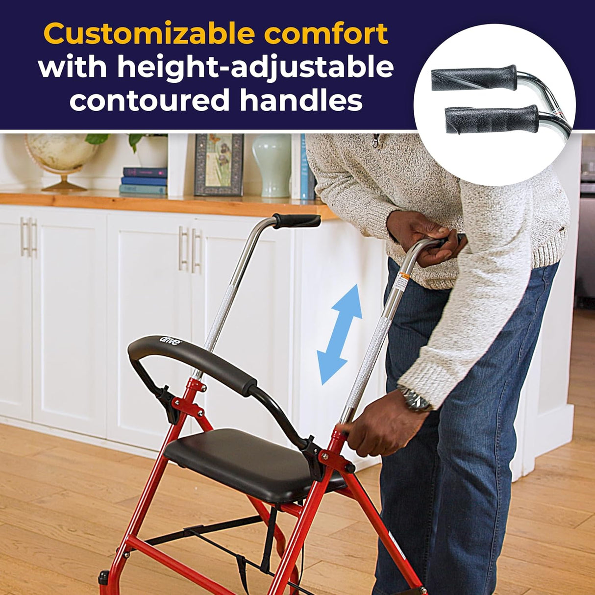 Two Wheeled Walker With Seat, Red - BeHope