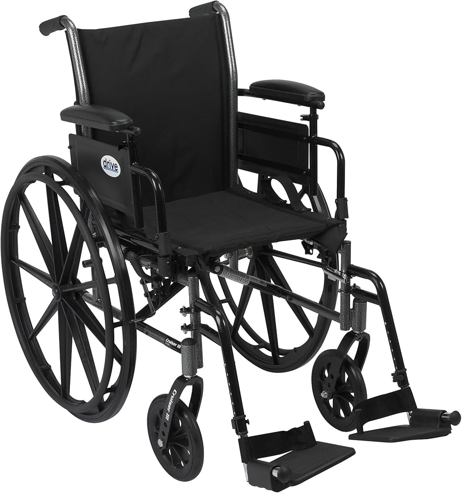 Cruiser Iii Light Weight Wheelchair With Flip Back Removable Arms, Adjustable Height Desk Arms, Swing Away Footrests, 18" - BeHope