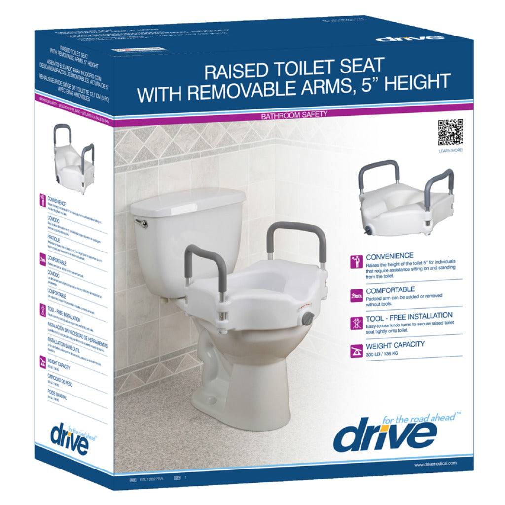 2-in-1 Locking Raised Toilet Seat with Tool-free Removable Arms - BeHope