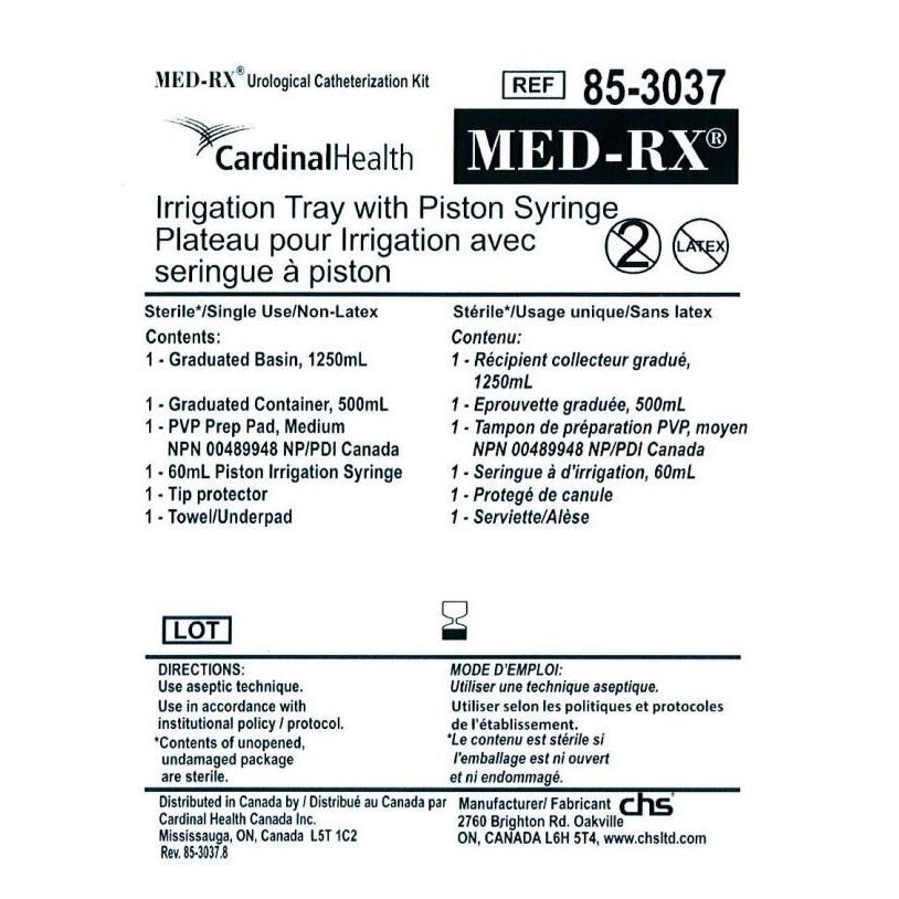 Plateau d'irrigation avec seringue à piston de 60 ml
