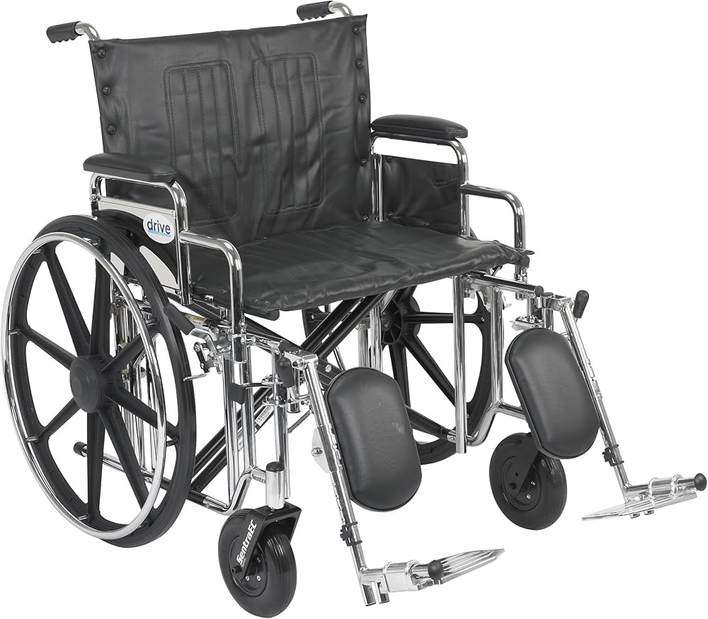 Sentra Ec Heavy Duty Wheelchair, Detachable Full Arms, Elevating Leg Rests, 24" Seat - BeHope
