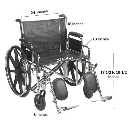 Sentra Ec Heavy Duty Wheelchair, Detachable Desk Arms, Elevating Leg Rests, 24"seat - BeHope