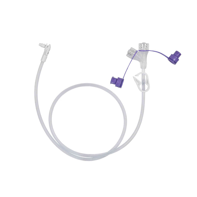Mic-key Continuous Feeding Extension Set With Enfit Connector 24" Right-angle Secur-lok 2-port Y & Tube Clamp Reusable Non-sterile Latex/dehp-free - BeHope