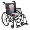 Wheelchair with black frame and gray seat on a white background