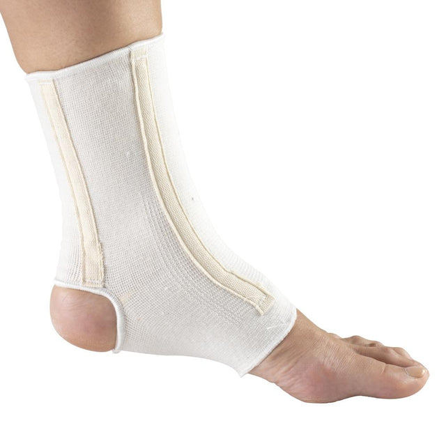 Champion Ankle Support With Spiral Stays, White, Medium (7.75-8.75") - BeHope