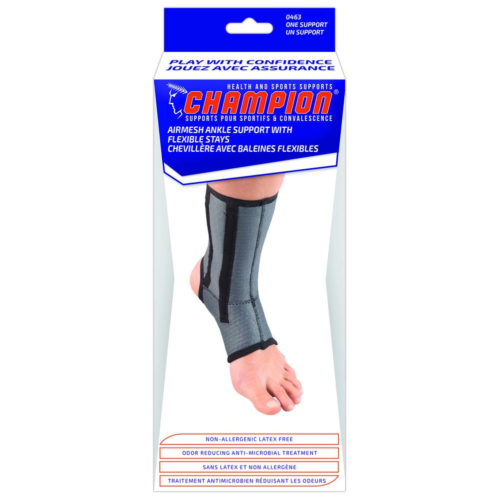 Ea/1 Champion Airmesh Medium Ankle Support W/flexible Stays Med (7 3/4"-8 3/4") Charcoal Latex-free