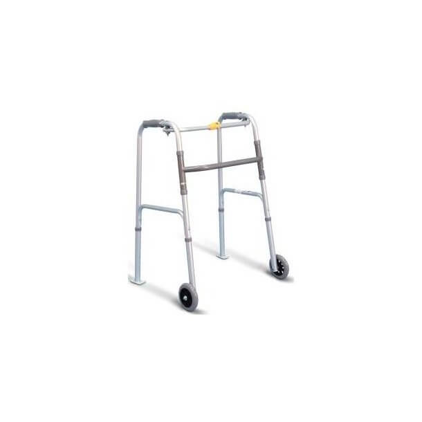Airgo One Touch Button Folding Walker With 5" Wheels And Glide Skis - BeHope