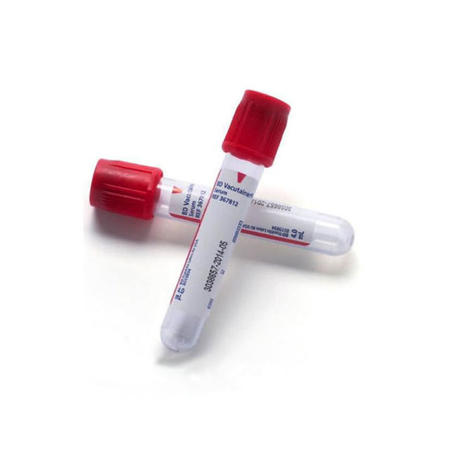 Tube Vacutainer + 16 X 100mm 10ml Red Slbl - Box Of 100 - BeHope
