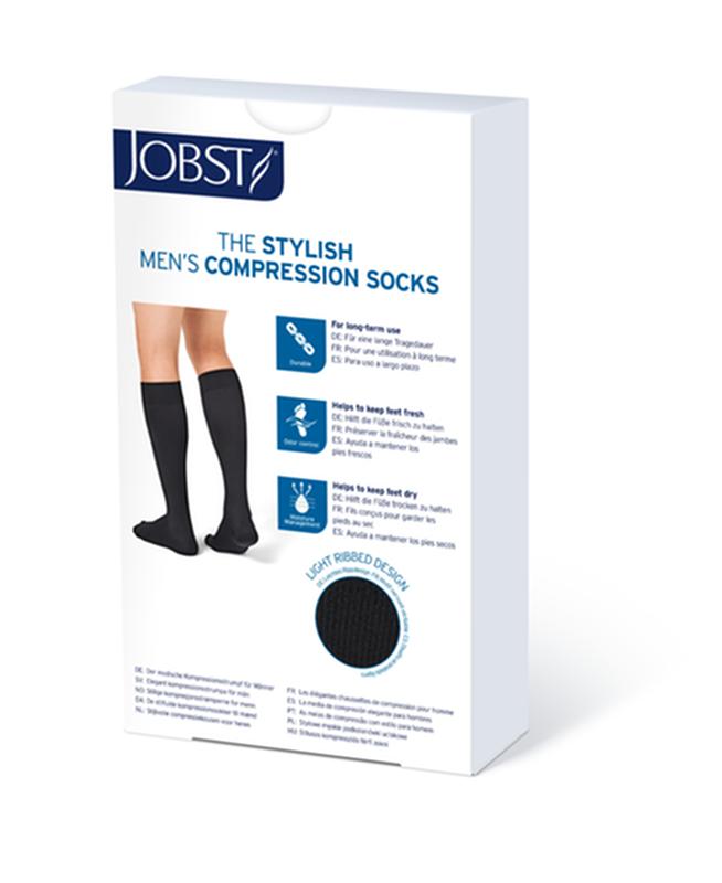 Jobst Medical Leg Wear, Men, Knee High, Ribbed, 15-20mmhg, Lg, Black, Closed Toemore Info... - BeHope