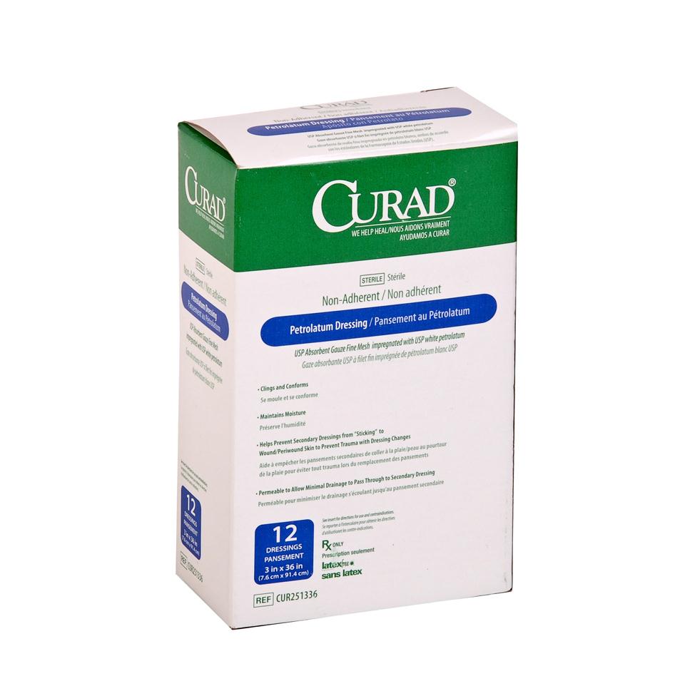 Bx/50 Curad Petrolatum Gauze Dressing 1in X 8in
