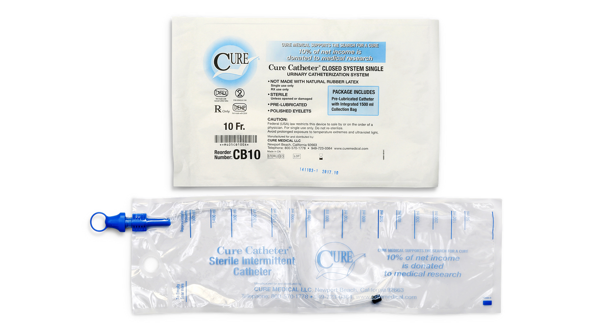 Cure Closed System Cath, 8fr 16in, 1500ml Collection Bag - BeHope