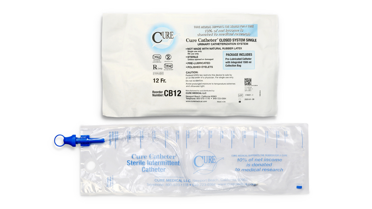 Cure Closed System Cath, 8fr 16in, 1500ml Collection Bag - BeHope