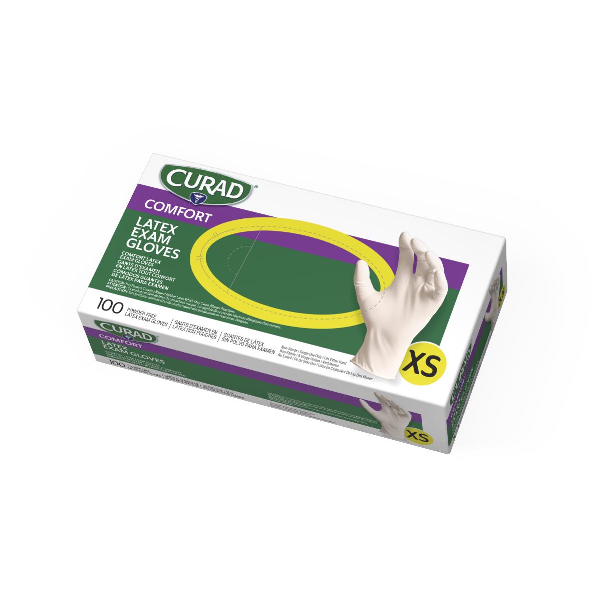 CURAD Powder-Free Textured Latex Exam Gloves Beige