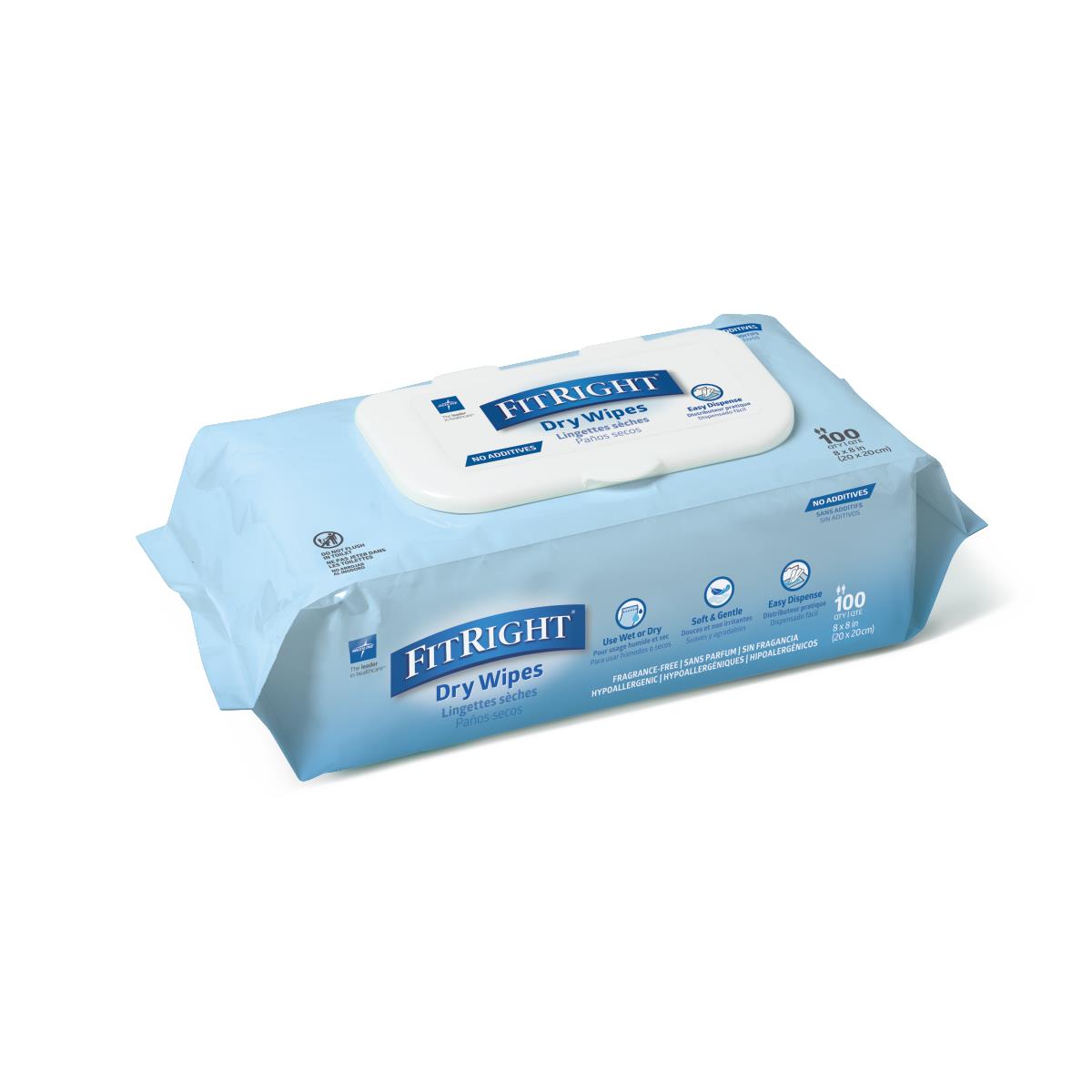 Fitright Soft Dry Wipes 8" X 8" Case/1200 Each