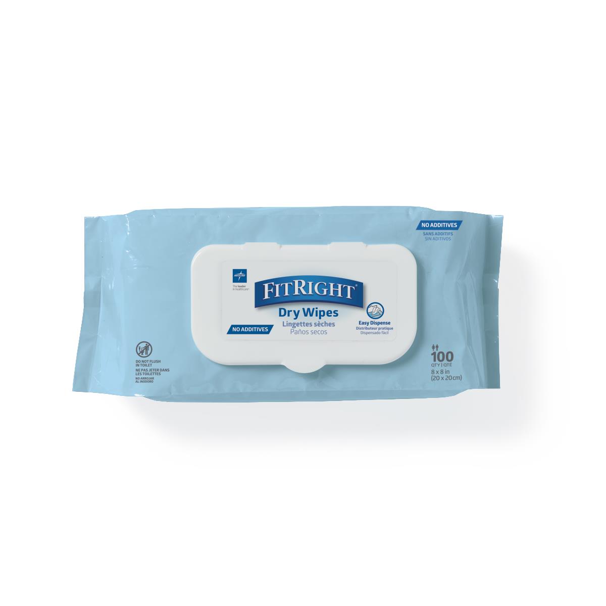 Fitright Soft Dry Wipes 8" X 8" Case/1200 Each
