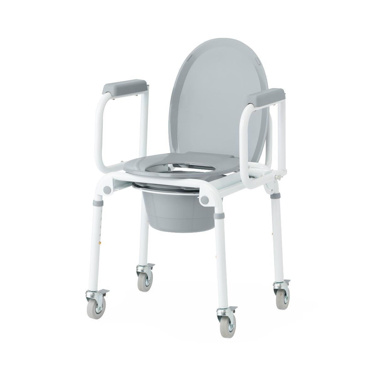 Aluminum Drop-arm Commode With 4 Locking Casters