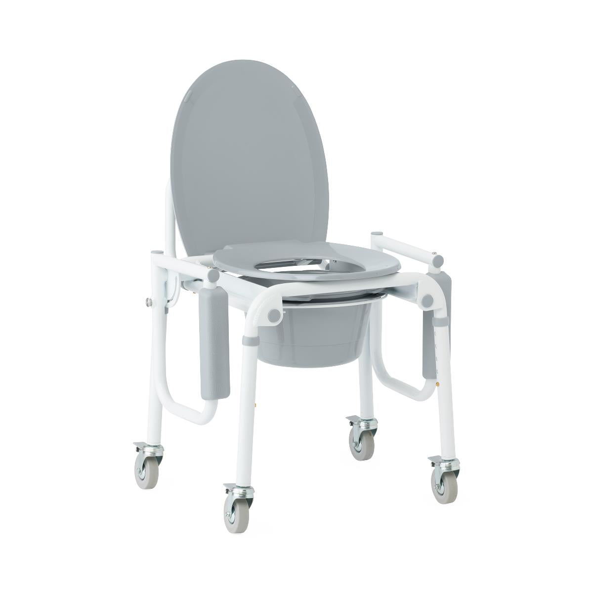 Aluminum Drop-arm Commode With 4 Locking Casters