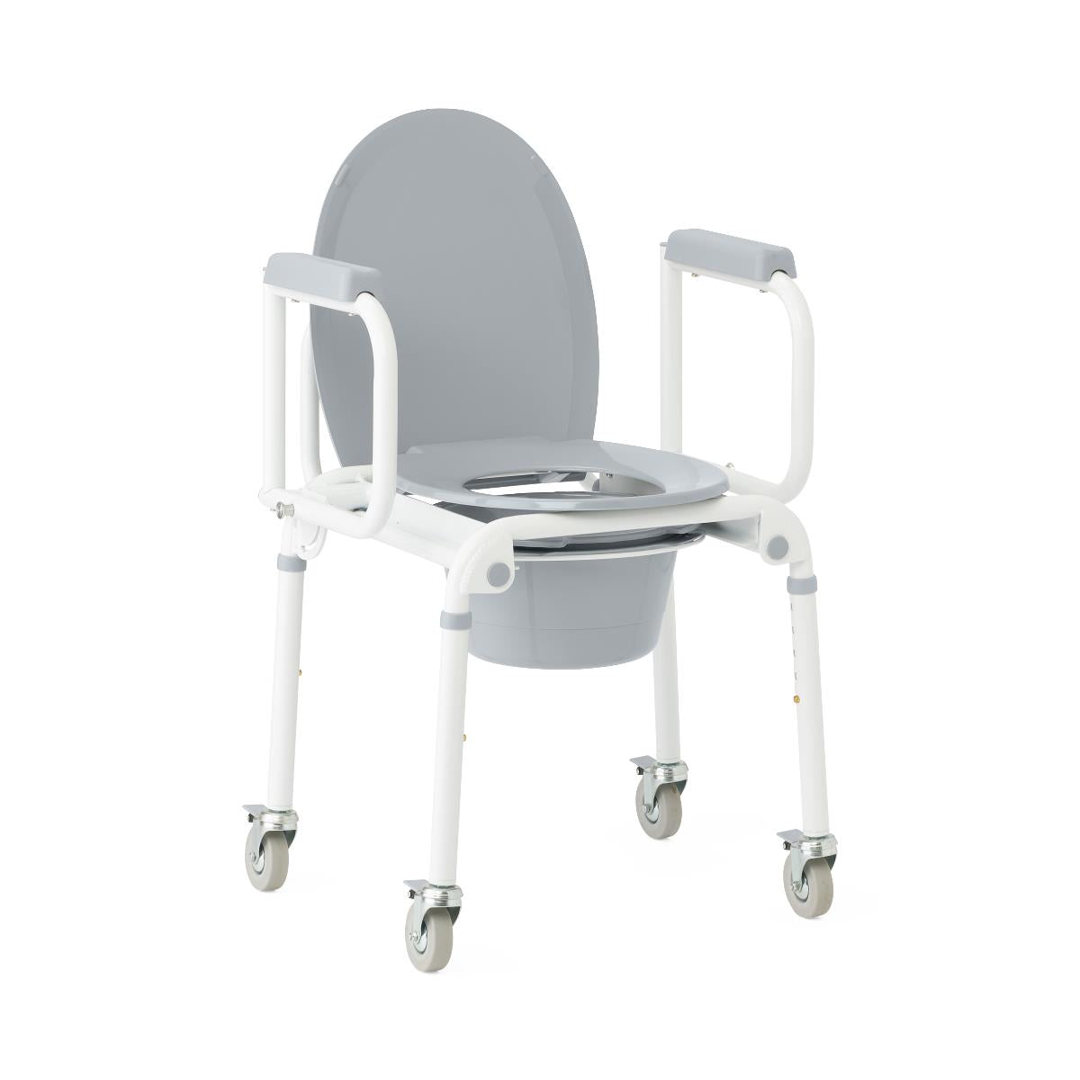 Aluminum Drop-arm Commode With 4 Locking Casters