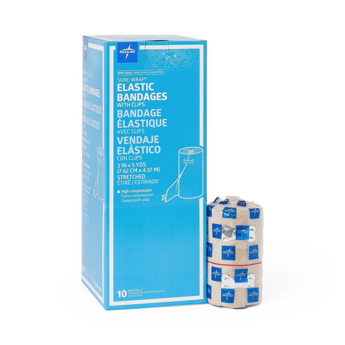 Medline Sure-wrap Wraparound Elastic Bandage With Clips