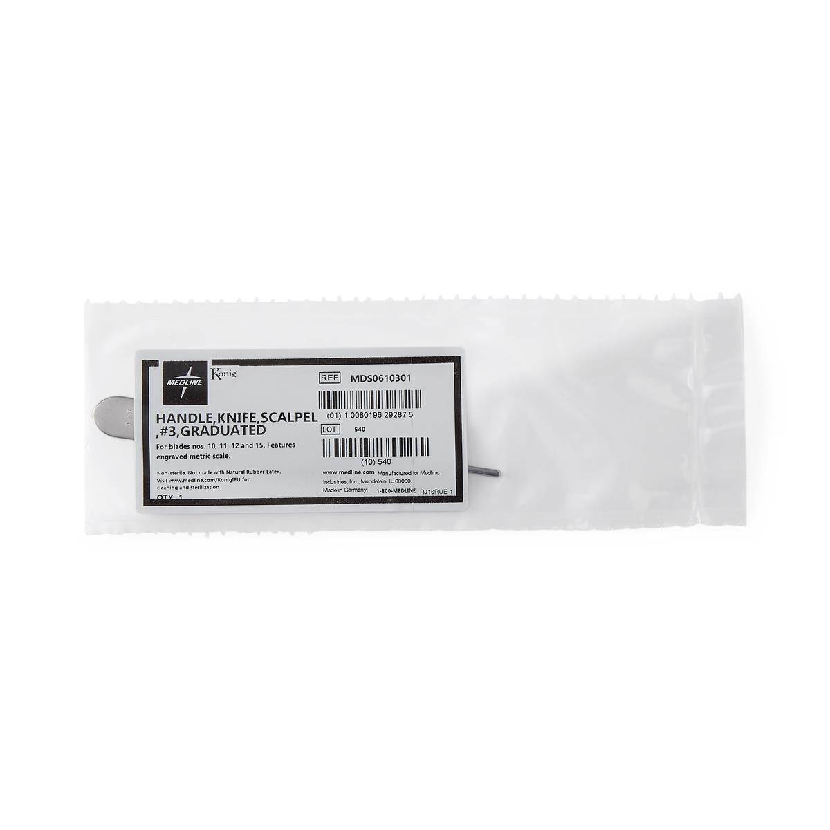Scalpel Handle 3 Straight Flat Graduated 1"-6" Scale On Handle German Grade Stainless Steel