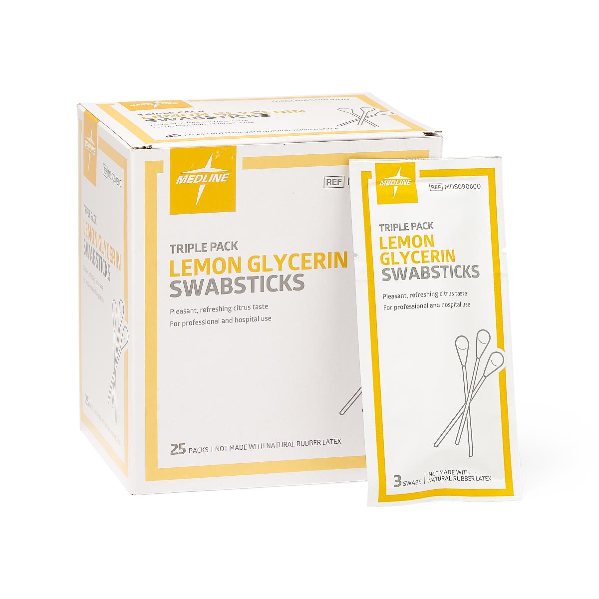 Medline Lemon Glycerin Swabstick 3 Pack 4" (10 Cm)