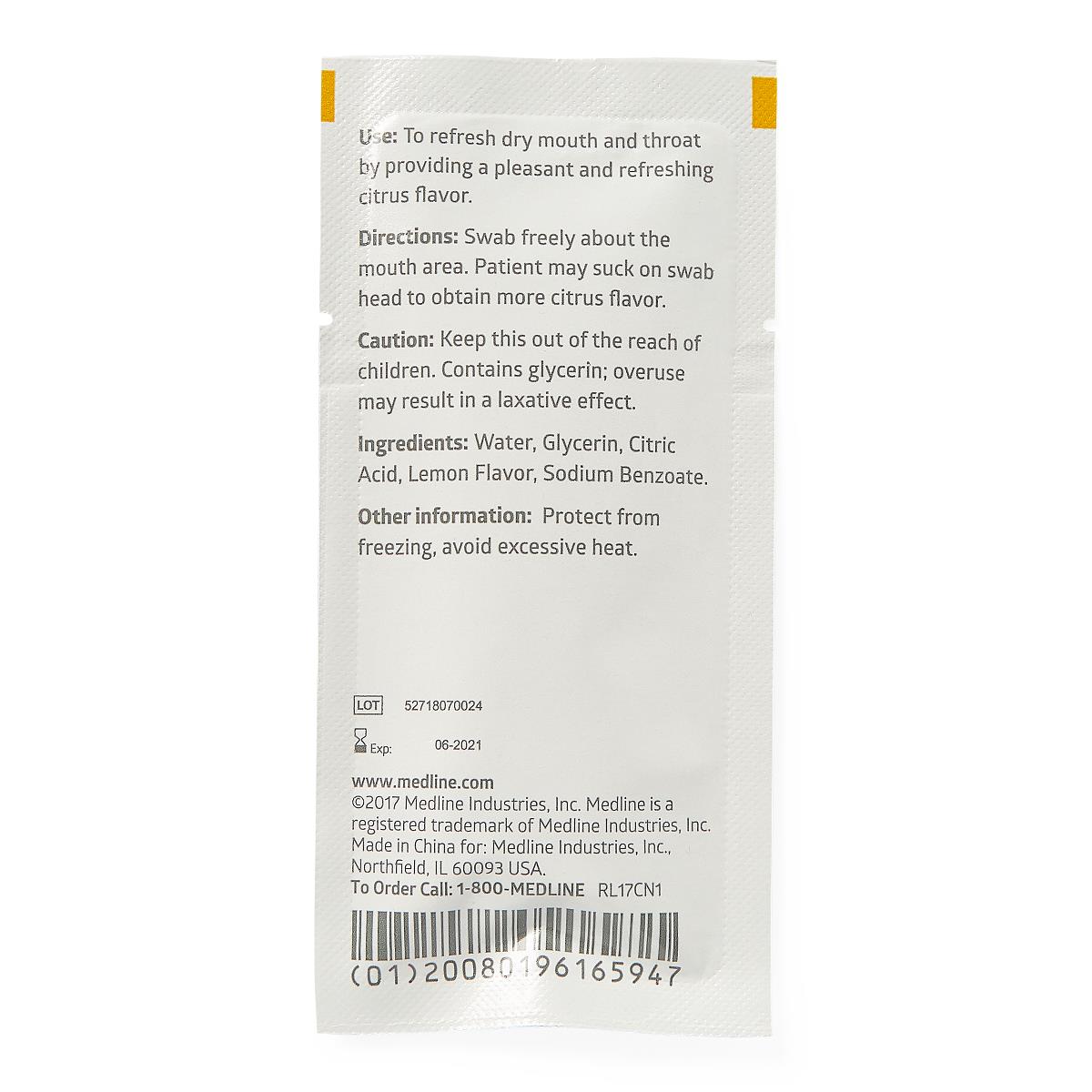Medline Lemon Glycerin Swabstick 3 Pack 4" (10 Cm)