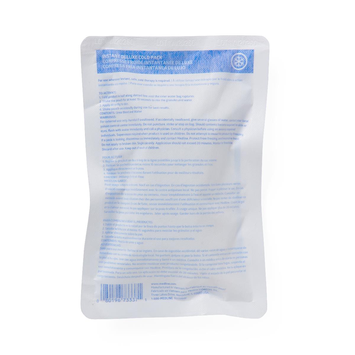Medline Deluxe Instant Cold Pack With Gentle Cover 6" X 9"