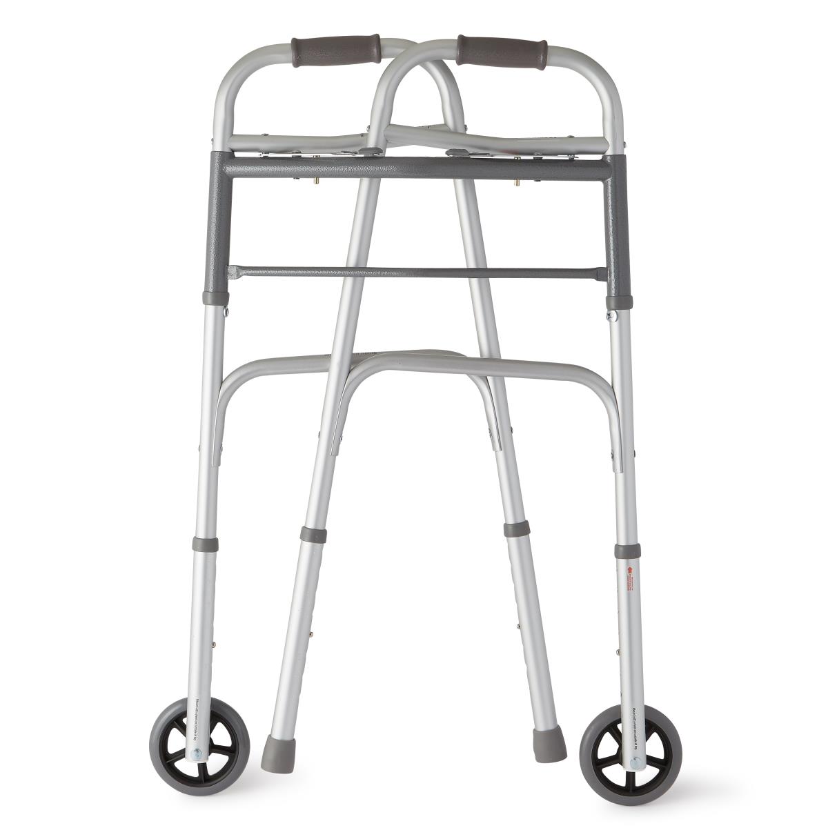Walker Two-button Folding Adjustable W/5" Front Wheels Adult