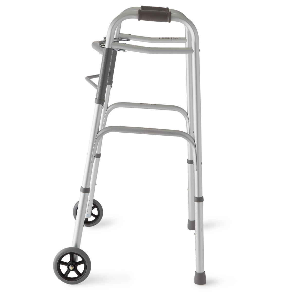 Walker Two-button Folding Adjustable W/5" Front Wheels Adult